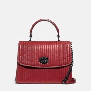 Coach Red Apple Ladies Parker Top Handle Bag With Quilting and Rivets